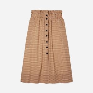 Everlane Easy Cotton Button Front Skirt Orange Gingham Midi Skirt Medium/Large